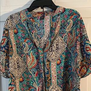 SHEIN Multi-colored Paisley Print Blouse EUC